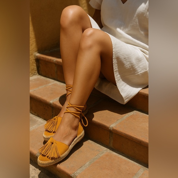 gaimo Shoes - Gaimo Mustard Suede Espadrille Flats – Made in Spain- Euro Summer size 6